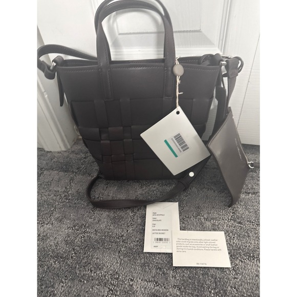 3.1 Phillip Lim Chocolate Leather Mini Modern Lattice Bucket Bag with Pouch - Picture 6 of 12